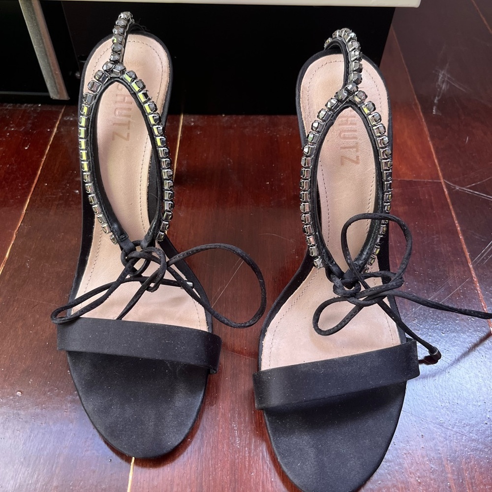 Islah Satin and Crystals Sandal - 8.5 / Black / Satin & Crystal lightly used - Picture 2 of 9
